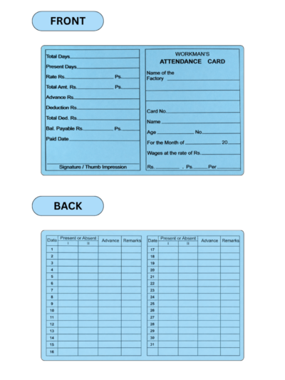 Muster Card Thick Quality (Double Side) 100 nos Pack